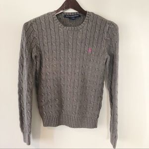 Ralph Lauren cable knit gray sweater size small
